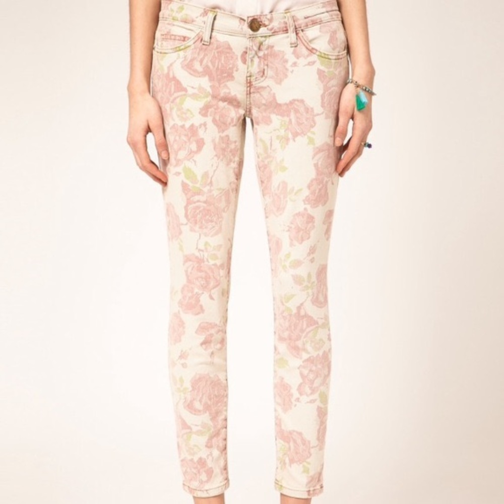 Current Elliott Red Rose the Stiletto Jeans